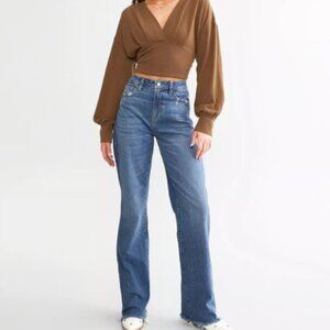 THE BUCKLE WILLOW AND & ROOT THE WIDE LEG JEAN FRAY HEM in SPROUT WASH NEW 26 W